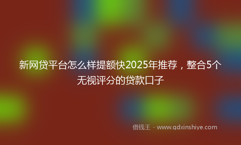 新网贷平台怎么样提额快2025年推荐，整合5个无视评分的贷款口子
