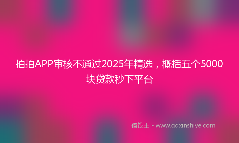 拍拍APP审核不通过2025年精选，概括五个5000块贷款秒下平台