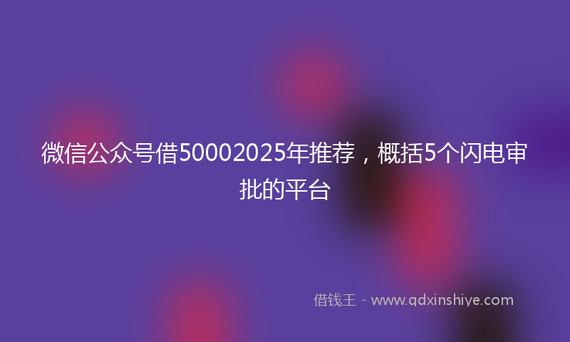 微信公众号借50002025年推荐，概括5个闪电审批的平台