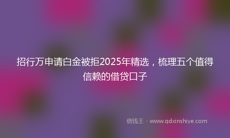 招行万申请白金被拒2025年精选，梳理五个值得信赖的借贷口子