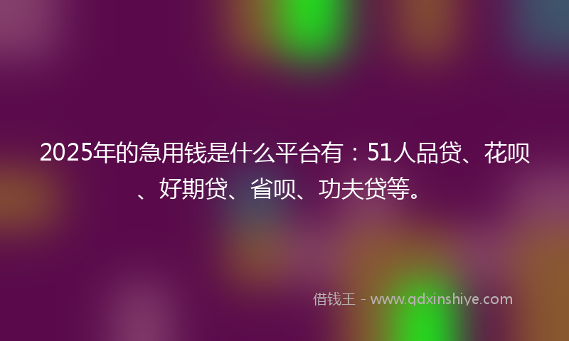 2025年的急用钱是什么平台有：51人品贷、花呗、好期贷、省呗、功夫贷等。