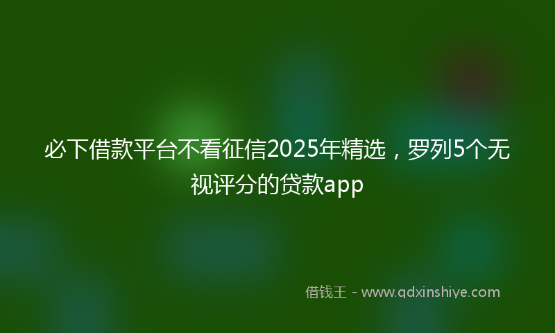 必下借款平台不看征信2025年精选，罗列5个无视评分的贷款app