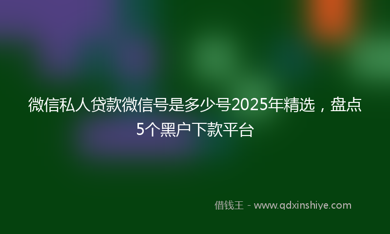 微信私人贷款微信号是多少号2025年精选，盘点5个黑户下款平台