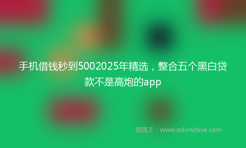 手机借钱秒到5002025年精选，整合五个黑白贷款不是高炮的app