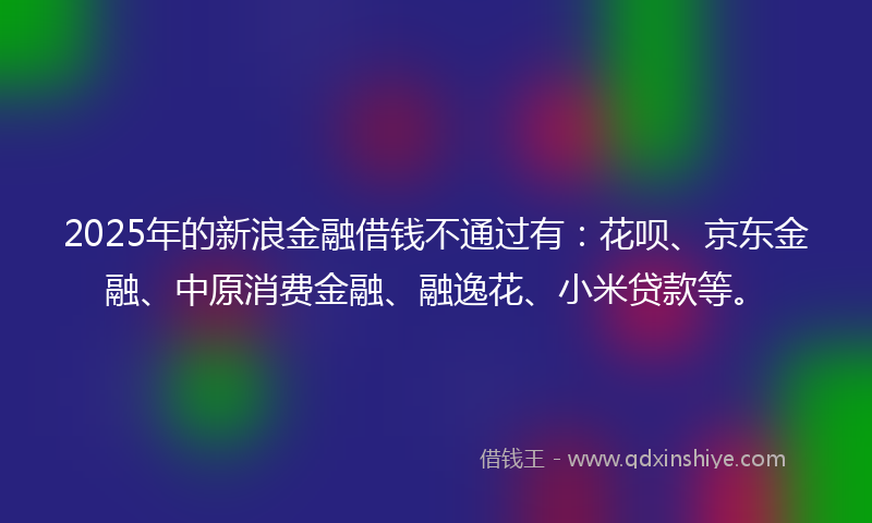 2025年的新浪金融借钱不通过有：花呗、京东金融、中原消费金融、融逸花、小米贷款等。