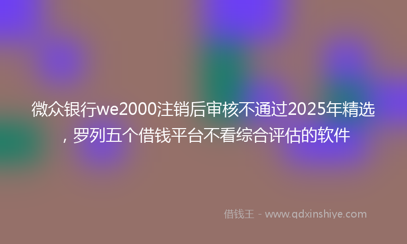 微众银行we2000注销后审核不通过2025年精选，罗列五个借钱平台不看综合评估的软件