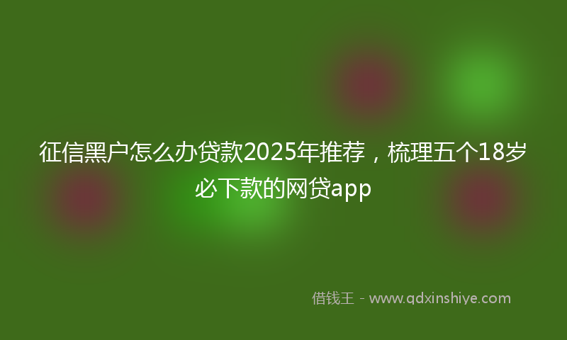 征信黑户怎么办贷款2025年推荐，梳理五个18岁必下款的网贷app