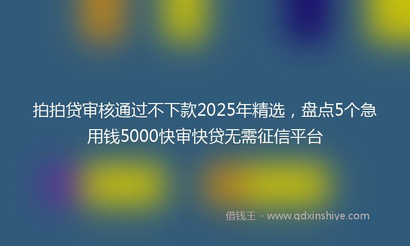 拍拍贷审核通过不下款2025年精选，盘点5个急用钱5000快审快贷无需征信平台