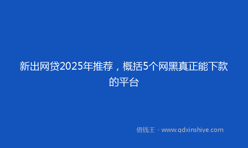 新出网贷2025年推荐，概括5个网黑真正能下款的平台