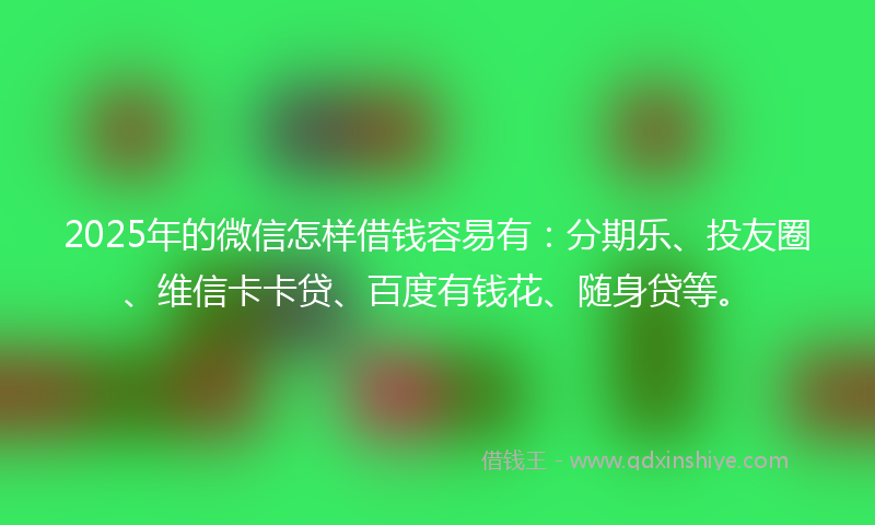 2025年的微信怎样借钱容易有：分期乐、投友圈、维信卡卡贷、百度有钱花、随身贷等。