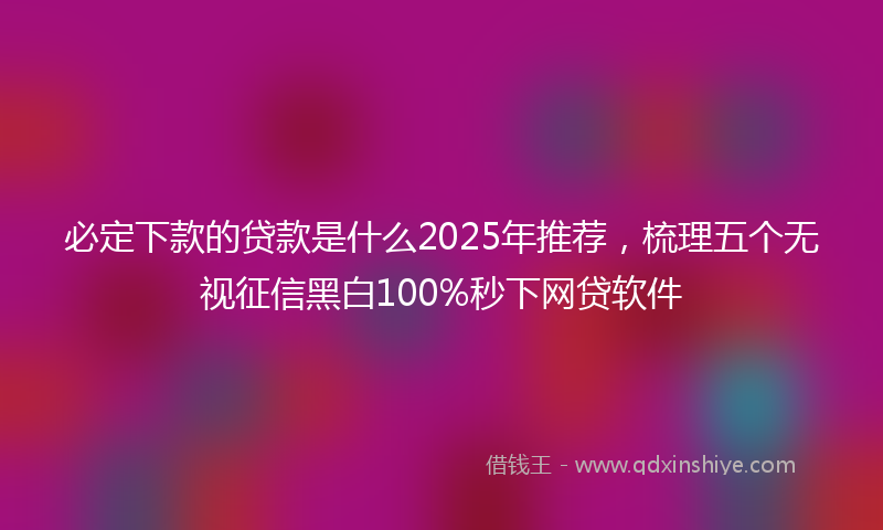 必定下款的贷款是什么2025年推荐，梳理五个无视征信黑白100%秒下网贷软件