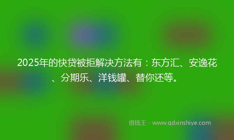 2025年的快贷被拒解决方法有：东方汇、安逸花、分期乐、洋钱罐、替你还等。