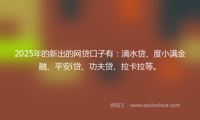 2025年的新出的网贷口子有：滴水贷、度小满金融、平安i贷、功夫贷、拉卡拉等。