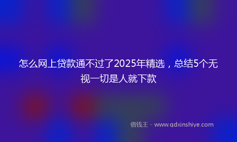 怎么网上贷款通不过了2025年精选，总结5个无视一切是人就下款