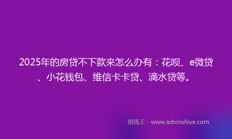 2025年的房贷不下款来怎么办有：花呗、e微贷、小花钱包、维信卡卡贷、滴水贷等。