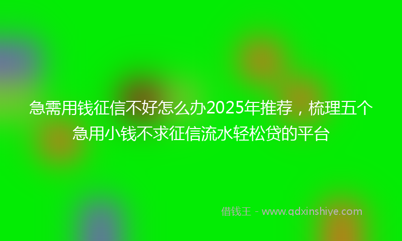 急需用钱征信不好怎么办2025年推荐，梳理五个急用小钱不求征信流水轻松贷的平台