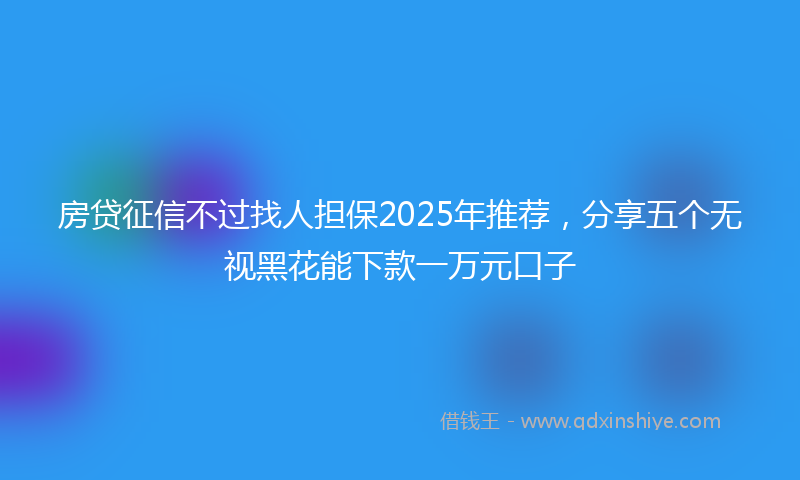 房贷征信不过找人担保2025年推荐，分享五个无视黑花能下款一万元口子