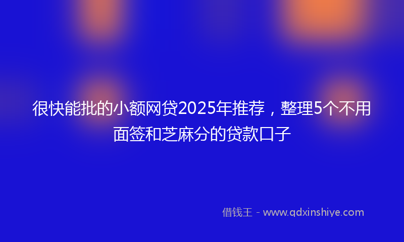 很快能批的小额网贷2025年推荐，整理5个不用面签和芝麻分的贷款口子