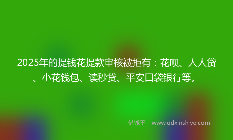 2025年的提钱花提款审核被拒有：花呗、人人贷、小花钱包、读秒贷、平安口袋银行等。