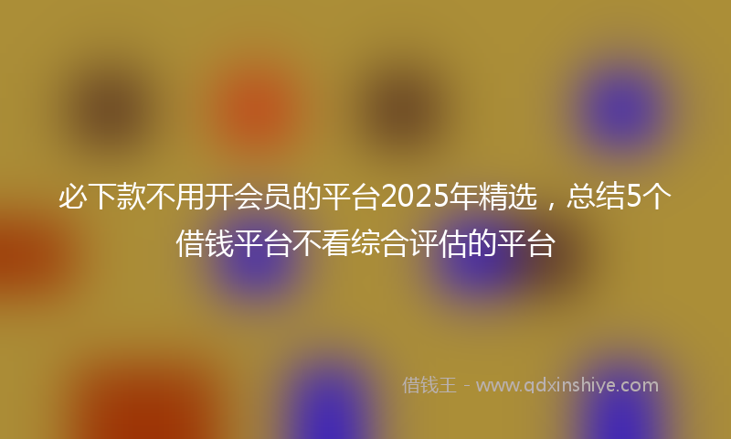 必下款不用开会员的平台2025年精选，总结5个借钱平台不看综合评估的平台