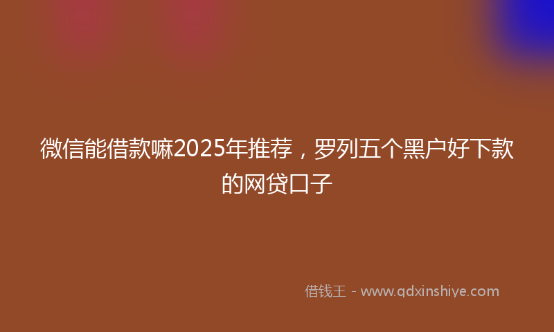 微信能借款嘛2025年推荐，罗列五个黑户好下款的网贷口子