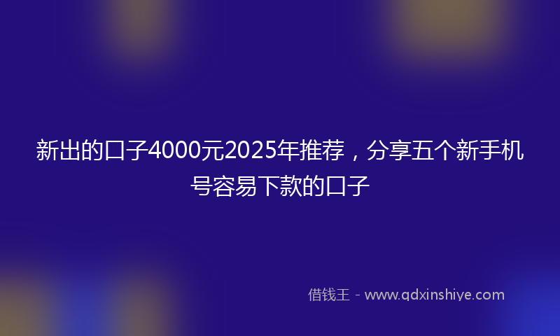 新出的口子4000元2025年推荐，分享五个新手机号容易下款的口子