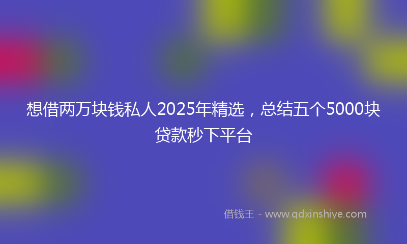 想借两万块钱私人2025年精选，总结五个5000块贷款秒下平台