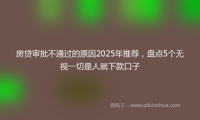 房贷审批不通过的原因2025年推荐，盘点5个无视一切是人就下款口子