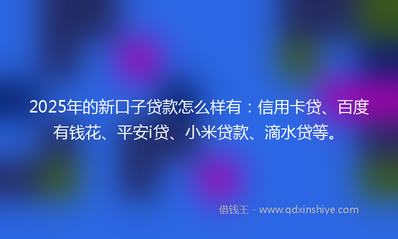 2025年的新口子贷款怎么样有：信用卡贷、百度有钱花、平安i贷、小米贷款、滴水贷等。