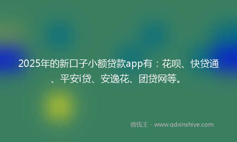 2025年的新口子小额贷款app有：花呗、快贷通、平安i贷、安逸花、团贷网等。