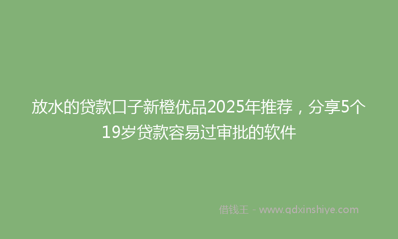 放水的贷款口子新橙优品2025年推荐，分享5个19岁贷款容易过审批的软件
