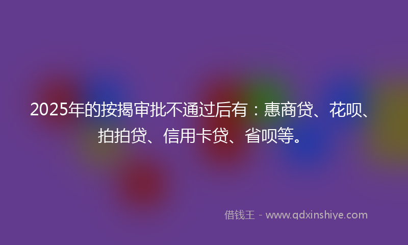2025年的按揭审批不通过后有：惠商贷、花呗、拍拍贷、信用卡贷、省呗等。