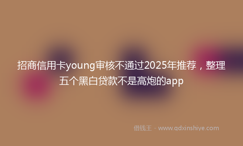 招商信用卡young审核不通过2025年推荐，整理五个黑白贷款不是高炮的app