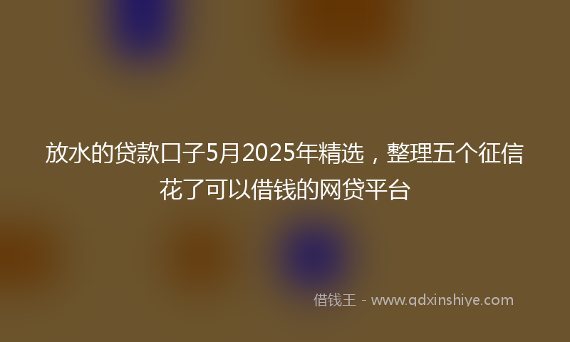 放水的贷款口子5月2025年精选，整理五个征信花了可以借钱的网贷平台