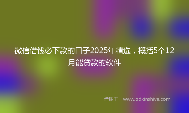 微信借钱必下款的口子2025年精选，概括5个12月能贷款的软件