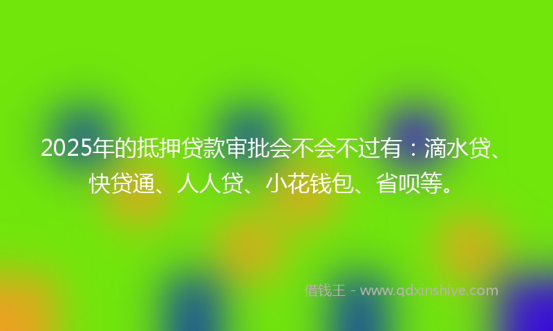 2025年的抵押贷款审批会不会不过有：滴水贷、快贷通、人人贷、小花钱包、省呗等。