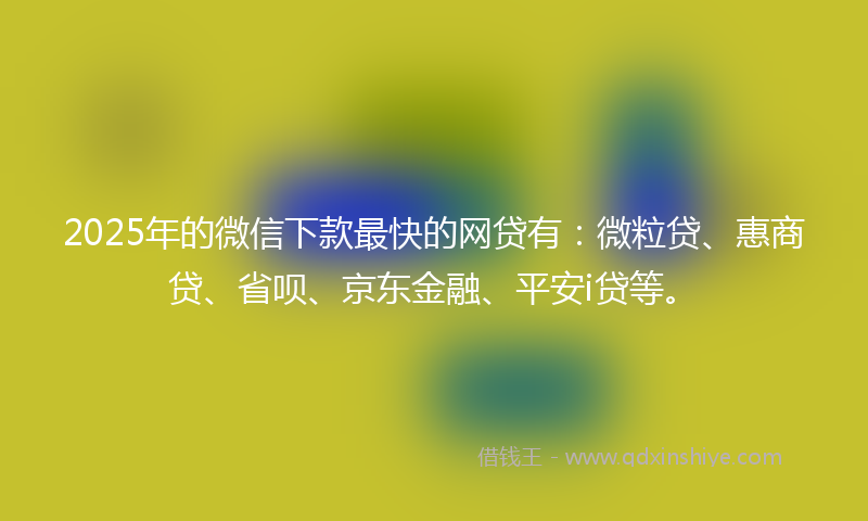 2025年的微信下款最快的网贷有：微粒贷、惠商贷、省呗、京东金融、平安i贷等。