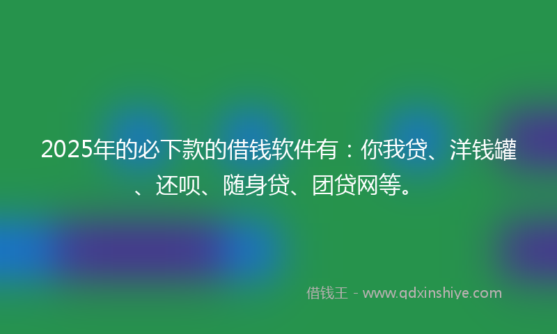 2025年的必下款的借钱软件有：你我贷、洋钱罐、还呗、随身贷、团贷网等。
