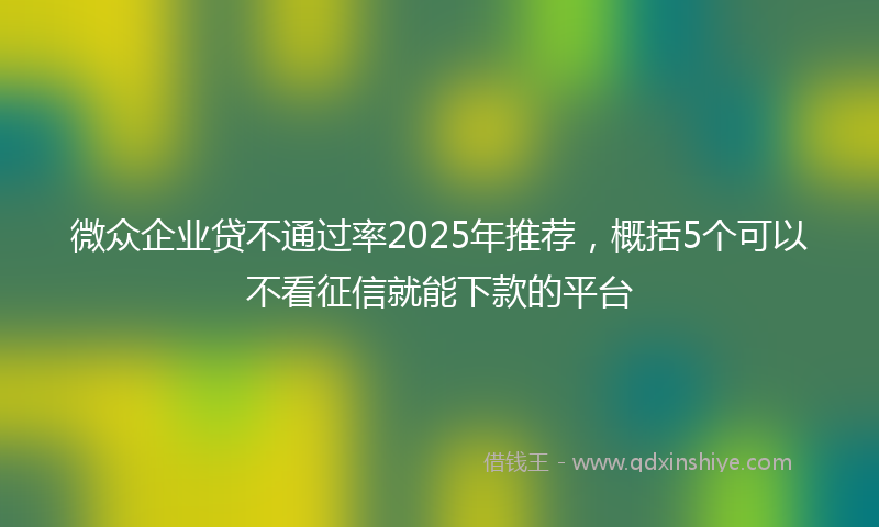微众企业贷不通过率2025年推荐，概括5个可以不看征信就能下款的平台