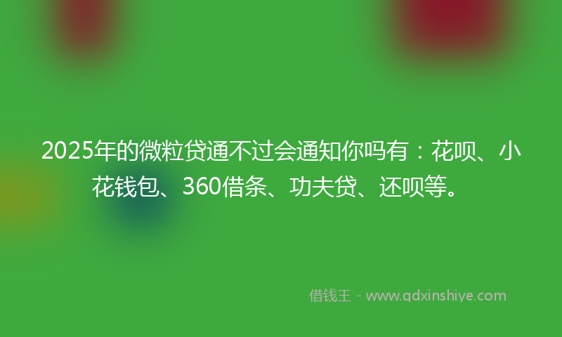 2025年的微粒贷通不过会通知你吗有：花呗、小花钱包、360借条、功夫贷、还呗等。