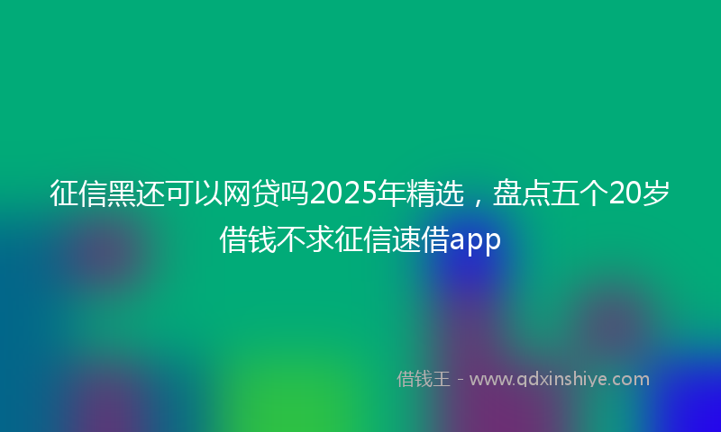 征信黑还可以网贷吗2025年精选，盘点五个20岁借钱不求征信速借app