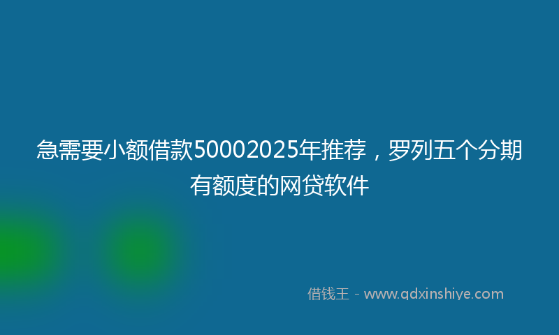 急需要小额借款50002025年推荐，罗列五个分期有额度的网贷软件