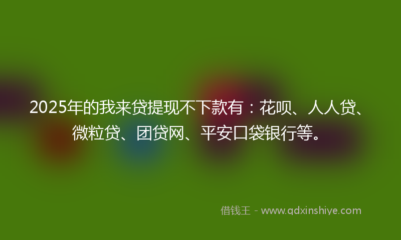 2025年的我来贷提现不下款有：花呗、人人贷、微粒贷、团贷网、平安口袋银行等。