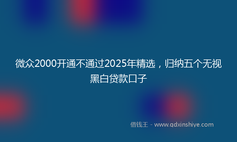 微众2000开通不通过2025年精选，归纳五个无视黑白贷款口子