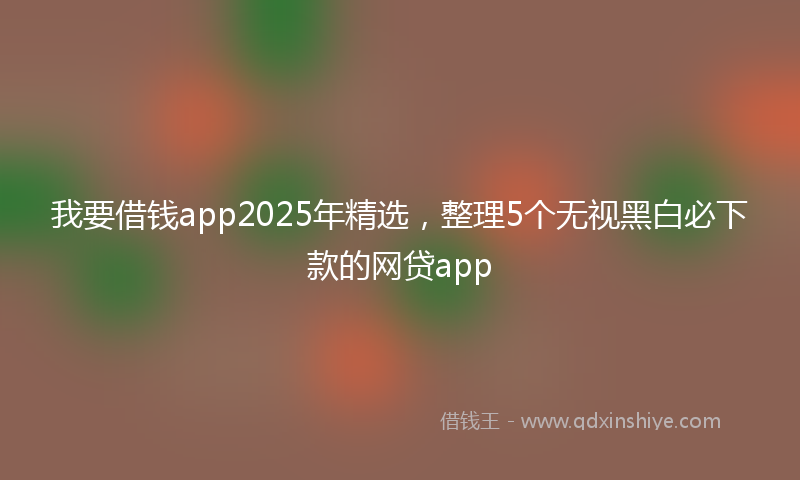 我要借钱app2025年精选，整理5个无视黑白必下款的网贷app