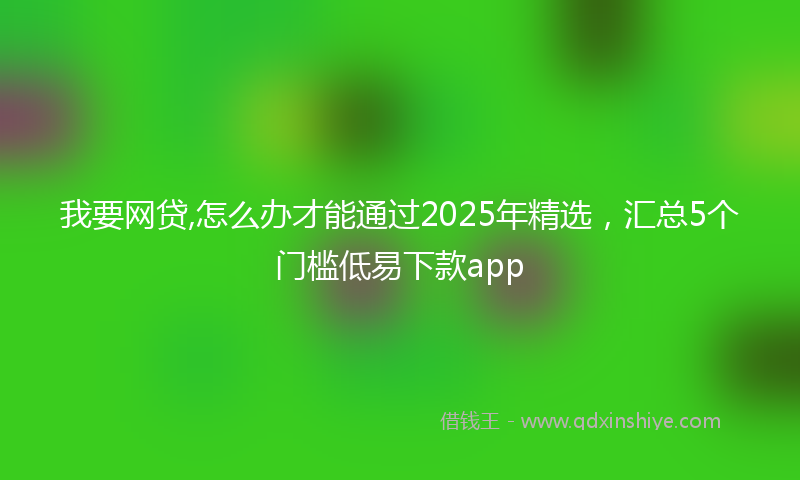 我要网贷,怎么办才能通过2025年精选，汇总5个门槛低易下款app