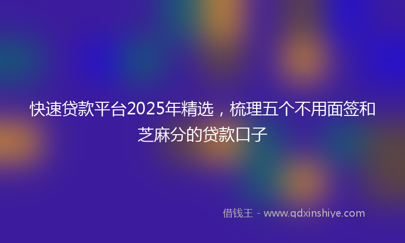 快速贷款平台2025年精选，梳理五个不用面签和芝麻分的贷款口子