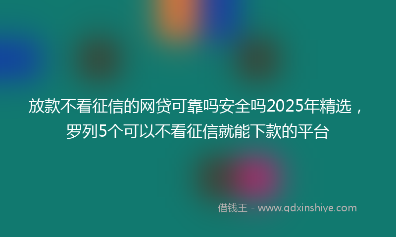 放款不看征信的网贷可靠吗安全吗2025年精选，罗列5个可以不看征信就能下款的平台