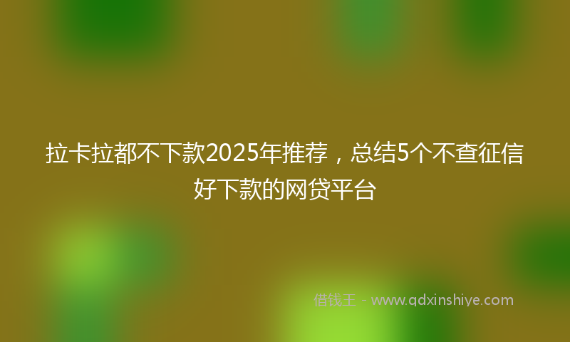 拉卡拉都不下款2025年推荐，总结5个不查征信好下款的网贷平台