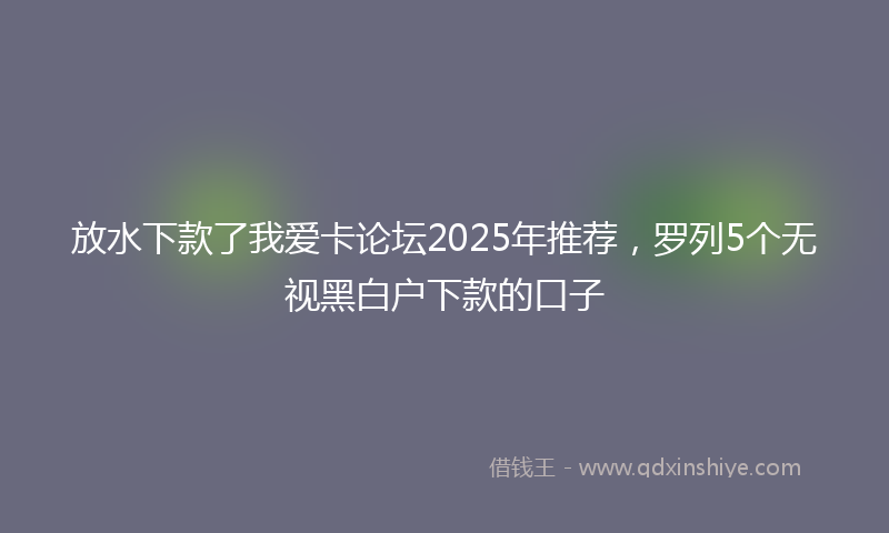 放水下款了我爱卡论坛2025年推荐，罗列5个无视黑白户下款的口子